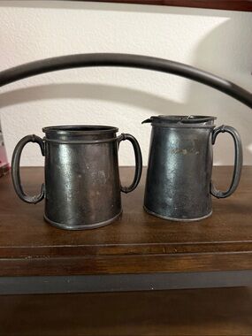 Vintage Pairpoint pewter grey Metal Creamer and Sugar 1890